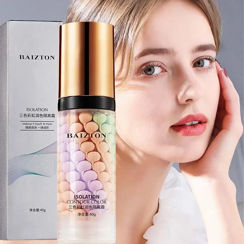Праймер для макияжа лица Трехцветный крем Осветляющий контур Изоляция цвета