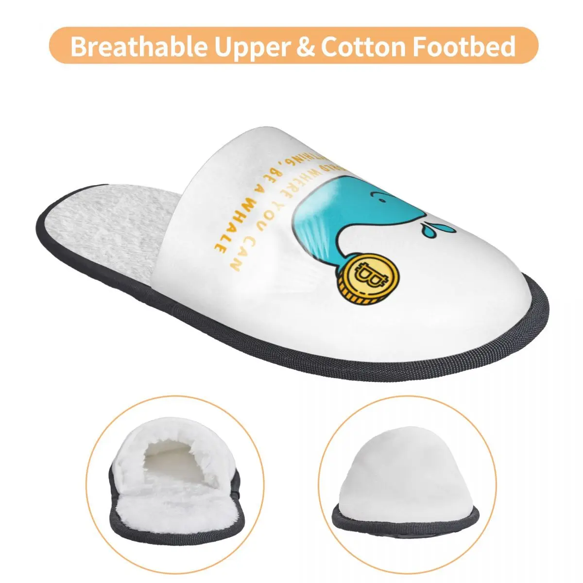 Женские домашние тапочки с криптовалютой и биткойнами на заказ золотые китом