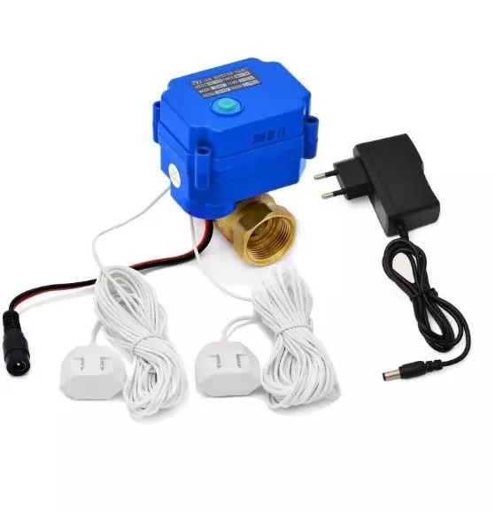 Water Flood Detection System with 2pcs Water Sensing Cable and DN15 Electronic Valve