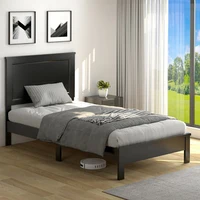 Twin Size Platform Bed Frame with Rubber Wood Leg Bedroom Furniture