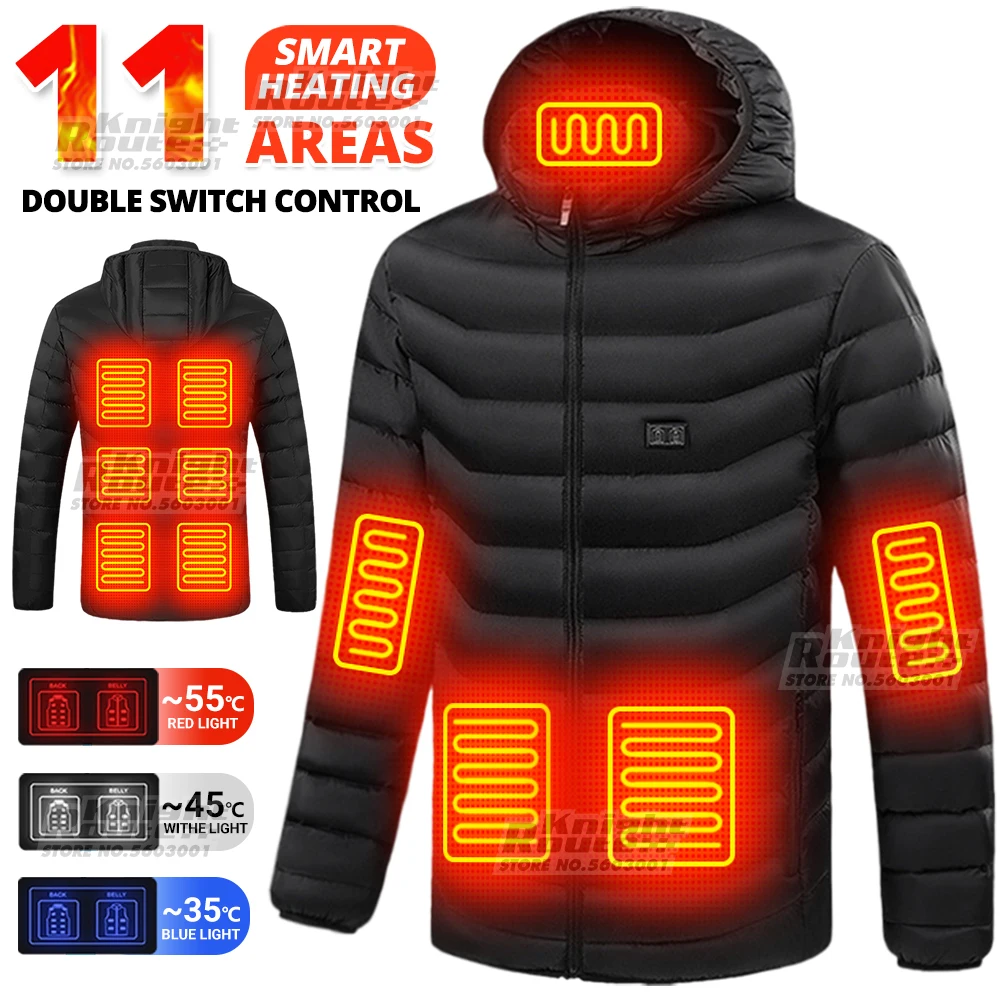 

Куртка с подогревом для мужчин и женщин, теплый жилет с USB-зарядкой, для охоты, Походов, Кемпинга, Зимняя мода, 11 областей