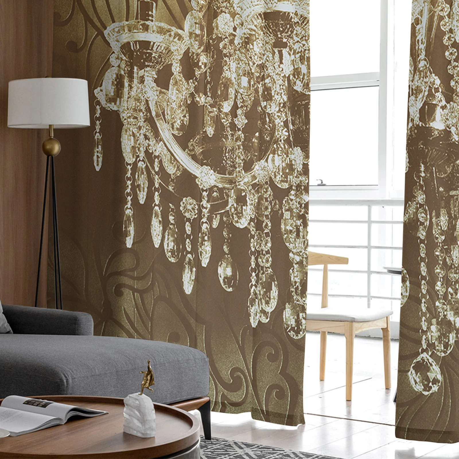 Хрустальная люстра картина маслом тюлевые шторы для гостиной спальни украшение