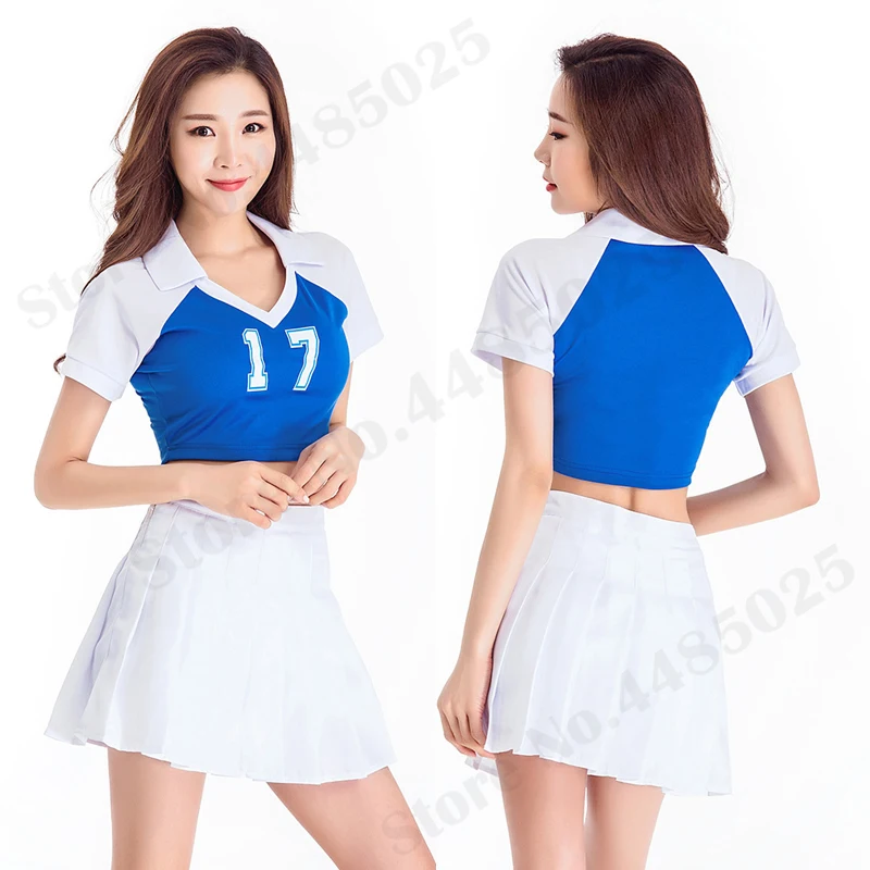 Фото Kobiety seksowna bielizna rękaw cheerleaderka jednolite kostiumy sceniczne uczennica odzież Cosplay dla dorosłych śliczne przebranie №2