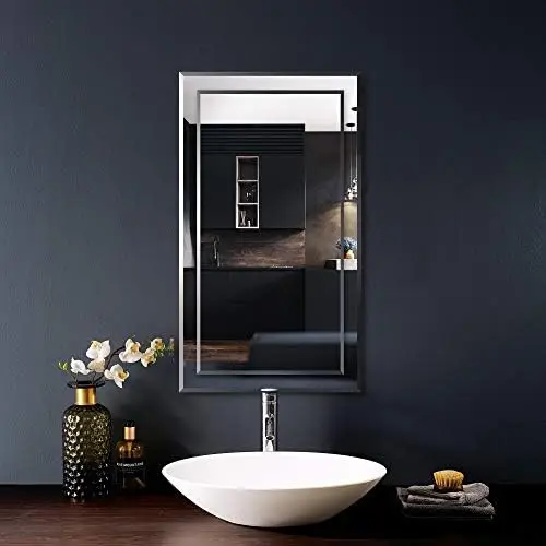 

На зеркале прямоугольные скошенные края полированные безрамные прямоугольные зеркала для ванной комнаты Декоративные Зеркала для прихожей, гостиной и Bedr