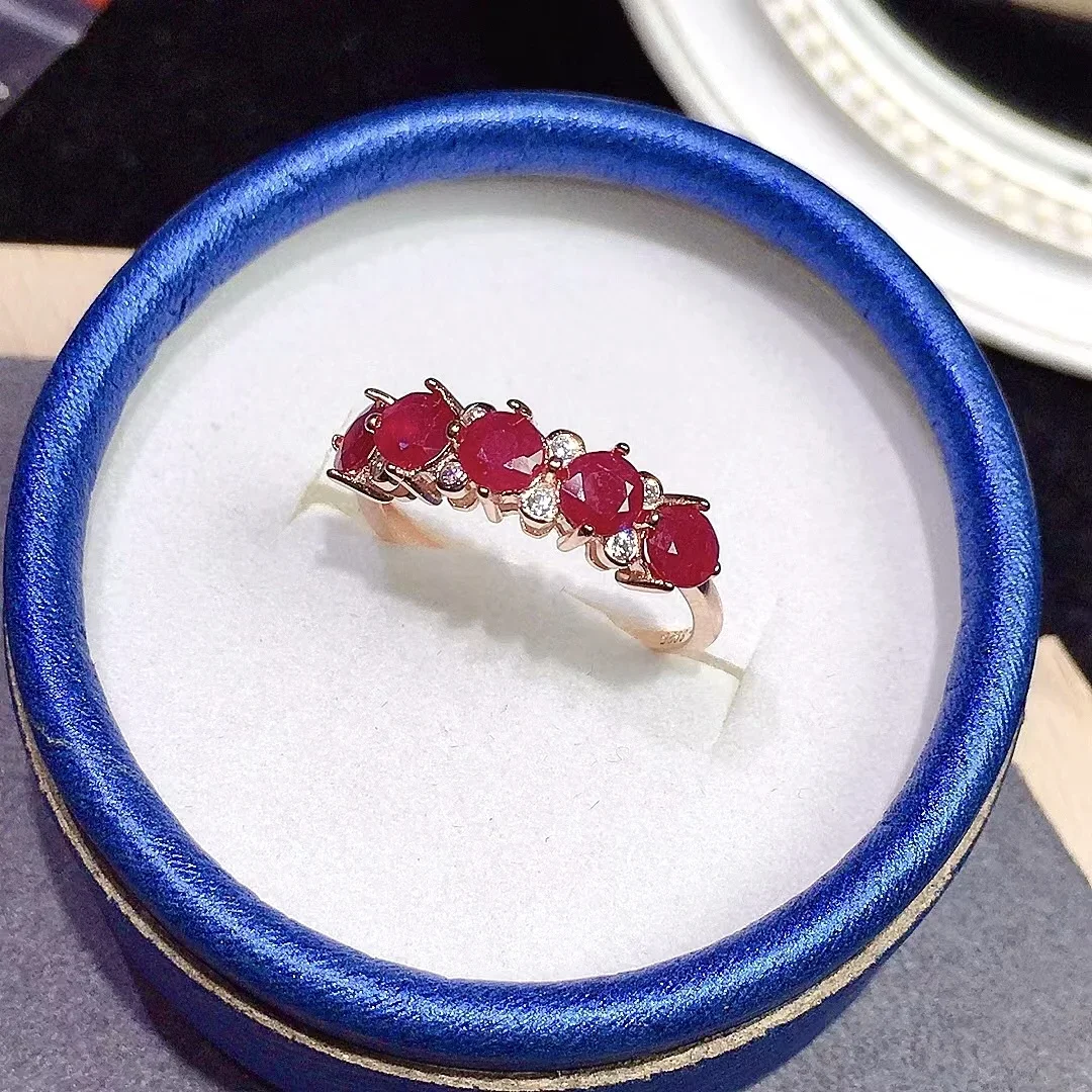 Кольцо из серебра 925 пробы с рубином для женщин 5 шт. 4 мм серебряное кольцо