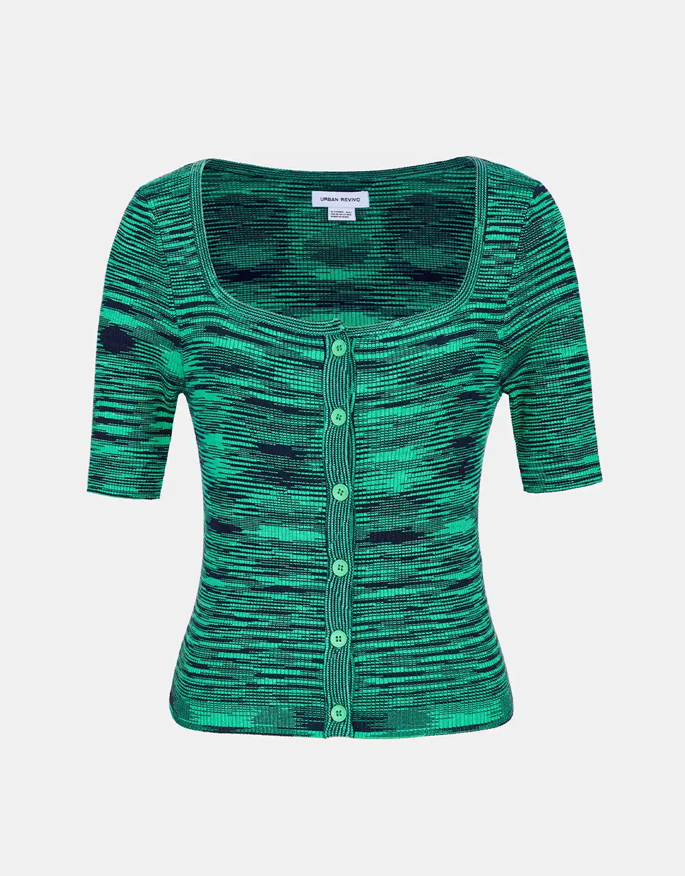 

U Neck Button Front Skinny Cardigan