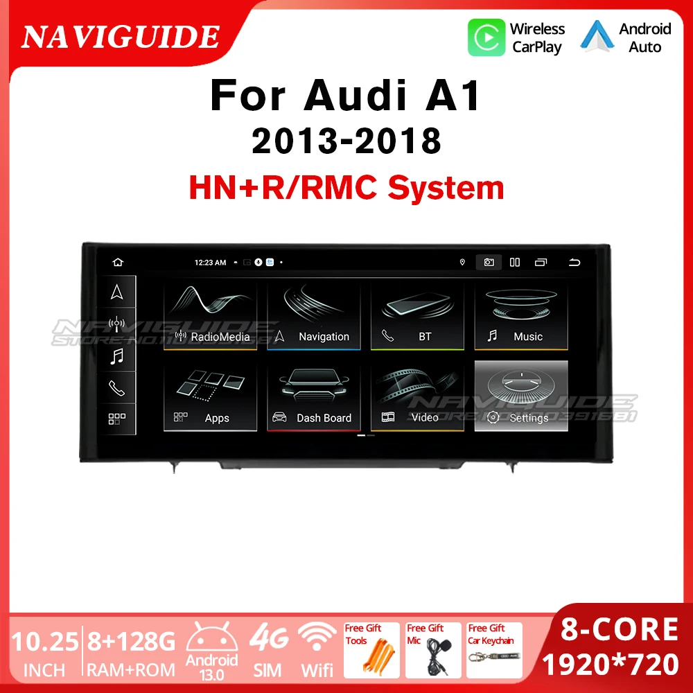 Автомобильный радиоприемник IDE ID8 UI 10 25 'ɺndroid 13 0 Carplay для Audi A1 2013-2018