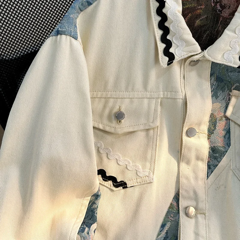 Повседневная Новая Винтажная Рабочая куртка с отворотом топ в американском