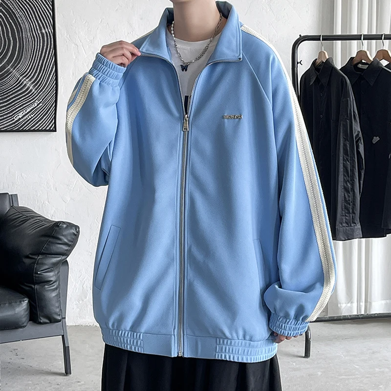 

Priathinker Autumn New Outdoor Sports Jacket Men Loose Korean Fashion Lapel Coat Oversized M-5x Casual Zipper Jackets Streetwear