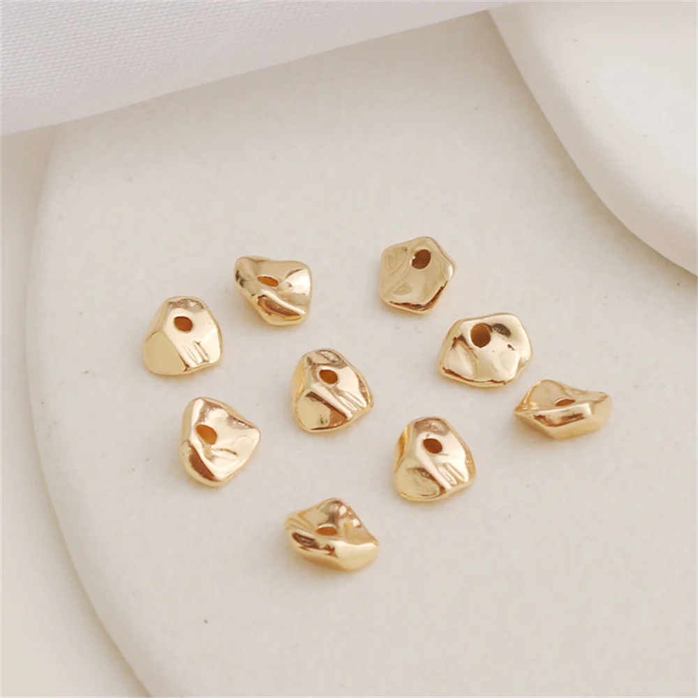 

14K Gold Plated Through-hole Irregular Beads 6mm Handmade Material Jewelry Accessories DIY Beaded Making Fittings
