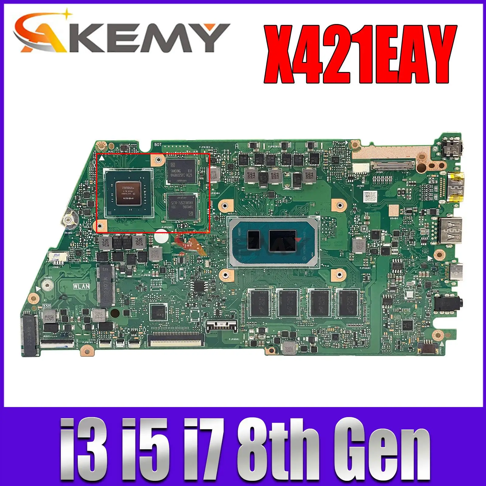 Материнская плата X421EAY I421E R421E X421EAX421EAYB X421EQ X421EP X521EA X521EQ, материнская плата для ноутбука i3 i5 i7-11th Gen 8 ГБ/16GB-RAM