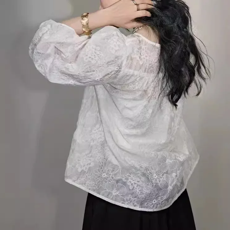 Женская весенне-летняя новая тонкая накидка с длинным рукавом Элегантная белая