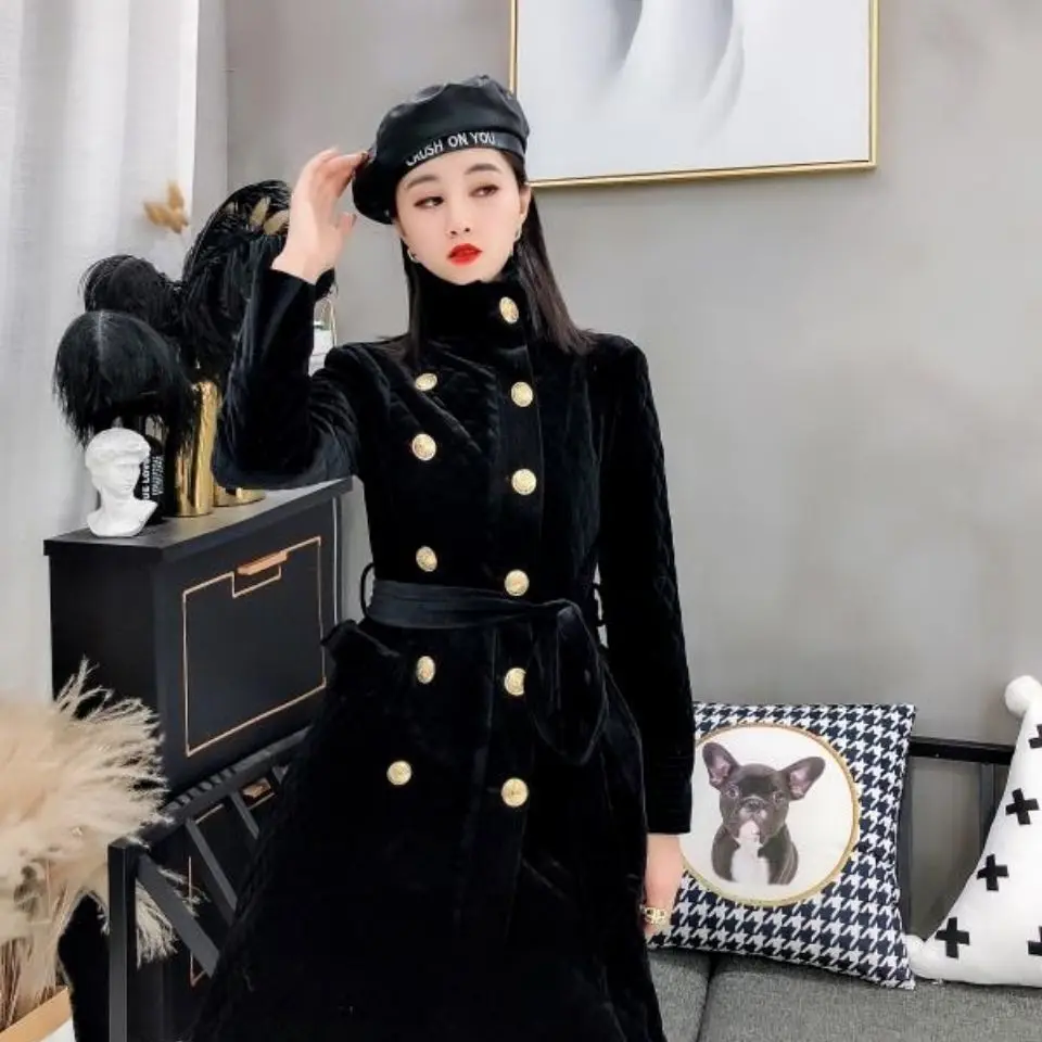 Winter Coat for Women Coats Parkas Jackets Velvet Plus Cotton Coat Hepburn Double-breasted Fashion Women's Winter Jacket 2022