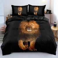 lion bedding set 3d animal quilt cover sets black linens bed pillow shams king queen super king twin double full size 140200cm