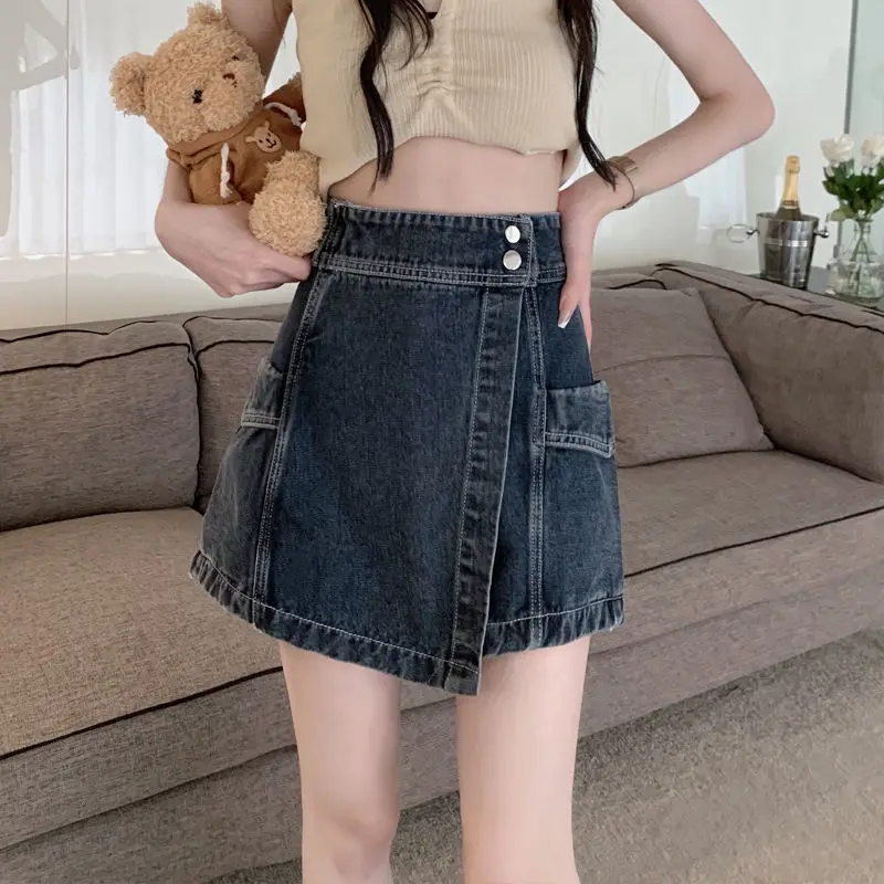 Korean Summer Style Commuter Style Women's Outwear Shorts Asymmetric Design High Waist Slim Loose Leg Versatile Short Skirt