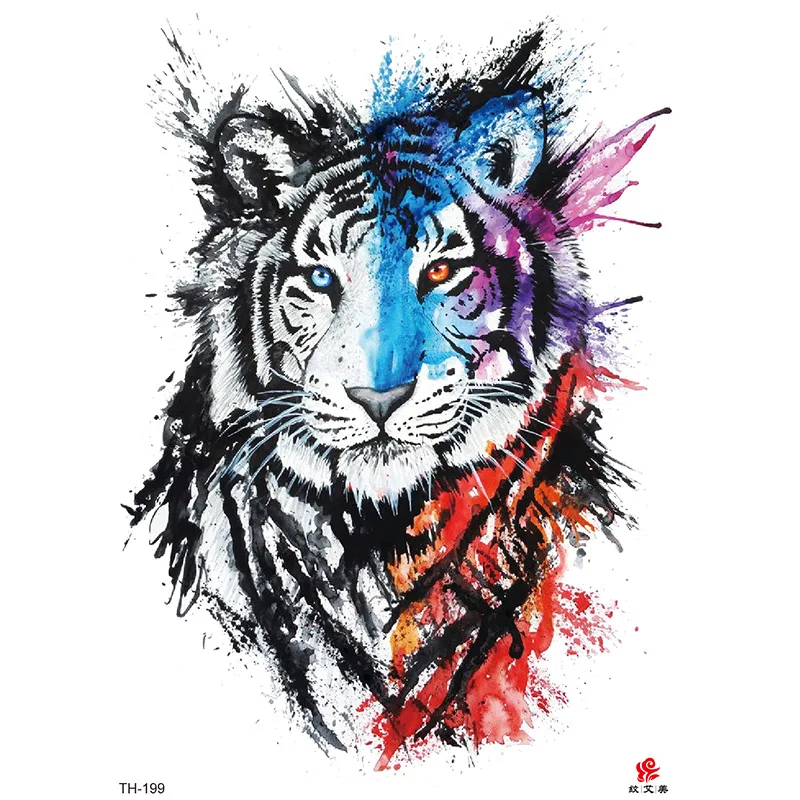 Временные татуировки для мужчин тигр Лев наклейки на тело искусственная