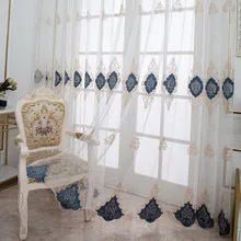 2021 Modern Luxury Curtains for Living Room Bedroom European Embroidered Curtain Sheer Tulle Window Curtain (1)