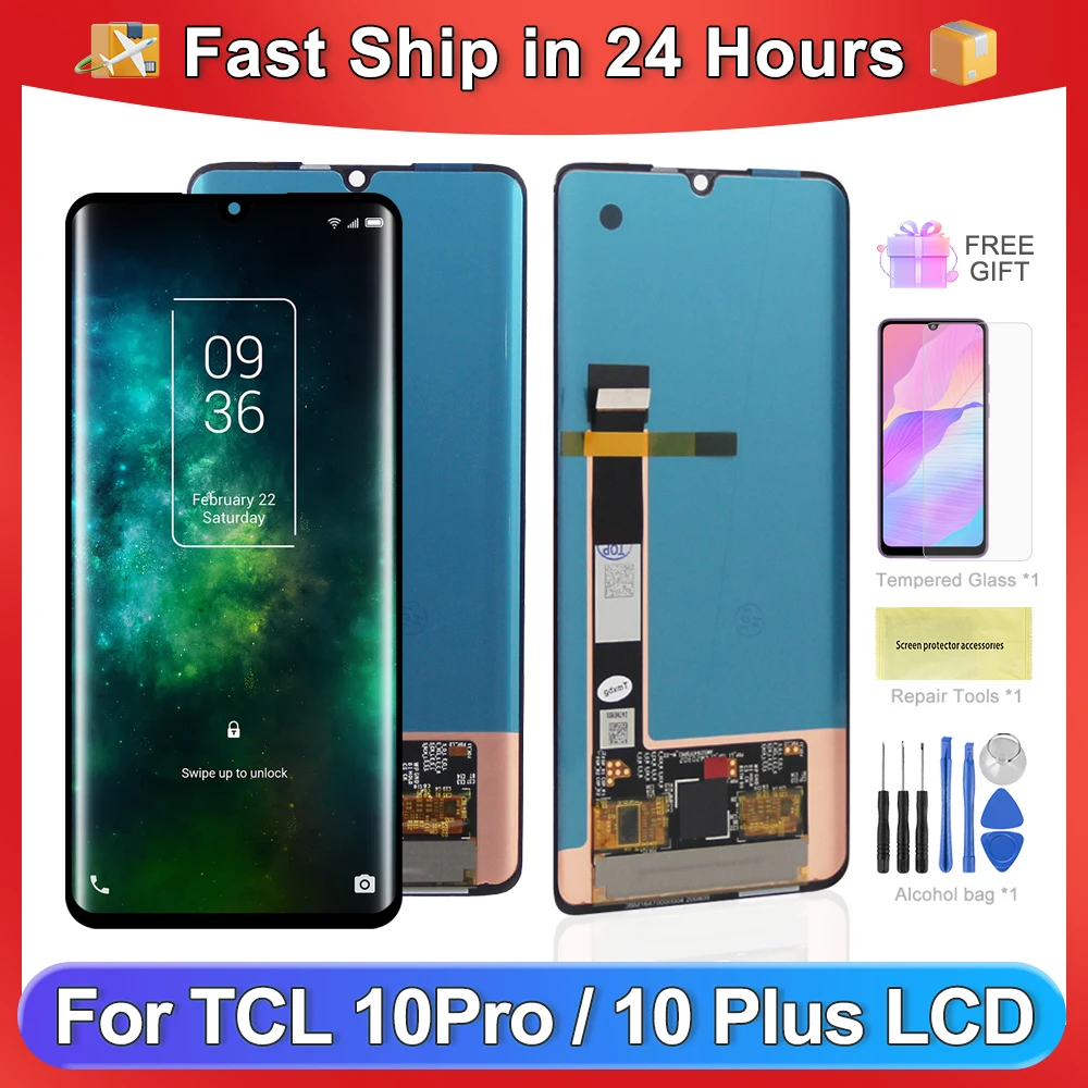

Новый оригинальный TCL 10 Pro дисплей для TCL 10 Pro LCD T799B,T799H кодирующий преобразователь сенсорного экрана в сборе запасные части дисплей