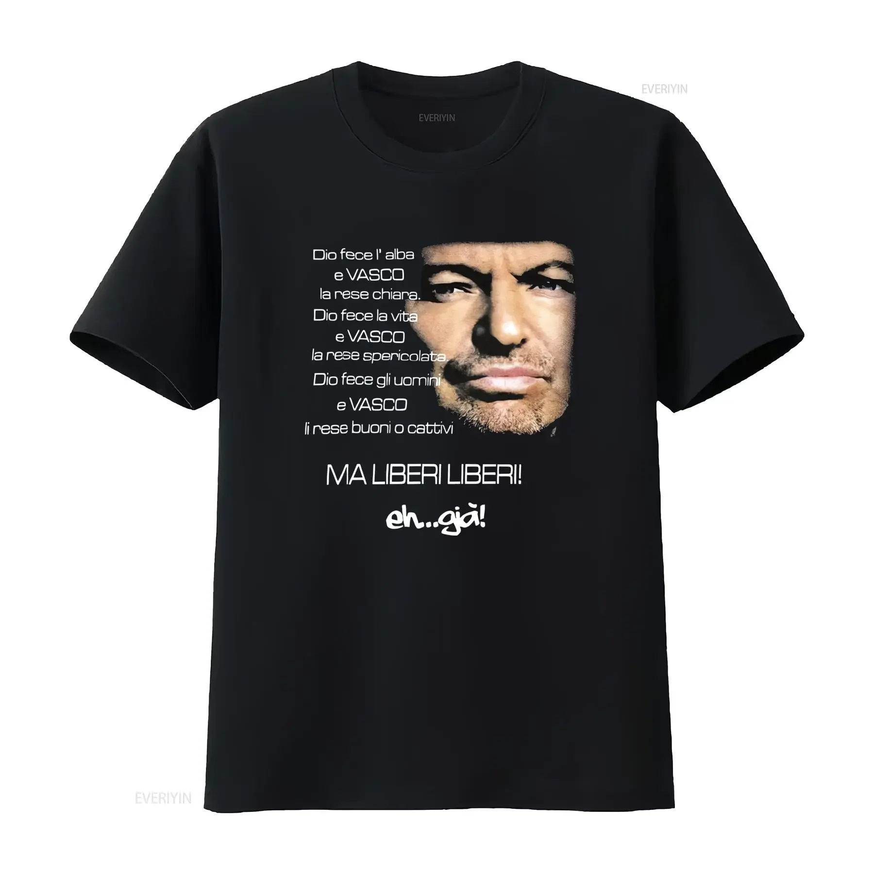 Фото Мужская футболка Vasco Rossi Il Blasco, итальянский дизайн, с принтом текста песни, круглый вырез, повседневная, для концертов, винтажная, моющаяся. №1