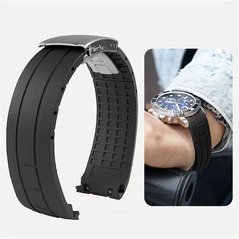 22mm Premium-Grade Rubber Watch Strap Curved End Men Folding Wrist Band Bracelet for MIDO Tissot Seastar T120.407 watchband