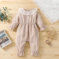 baby girl rompers solid long sleeve onesie for infant girls princess lace decor jumpsuits newborns springfall clothes 0 2y girl