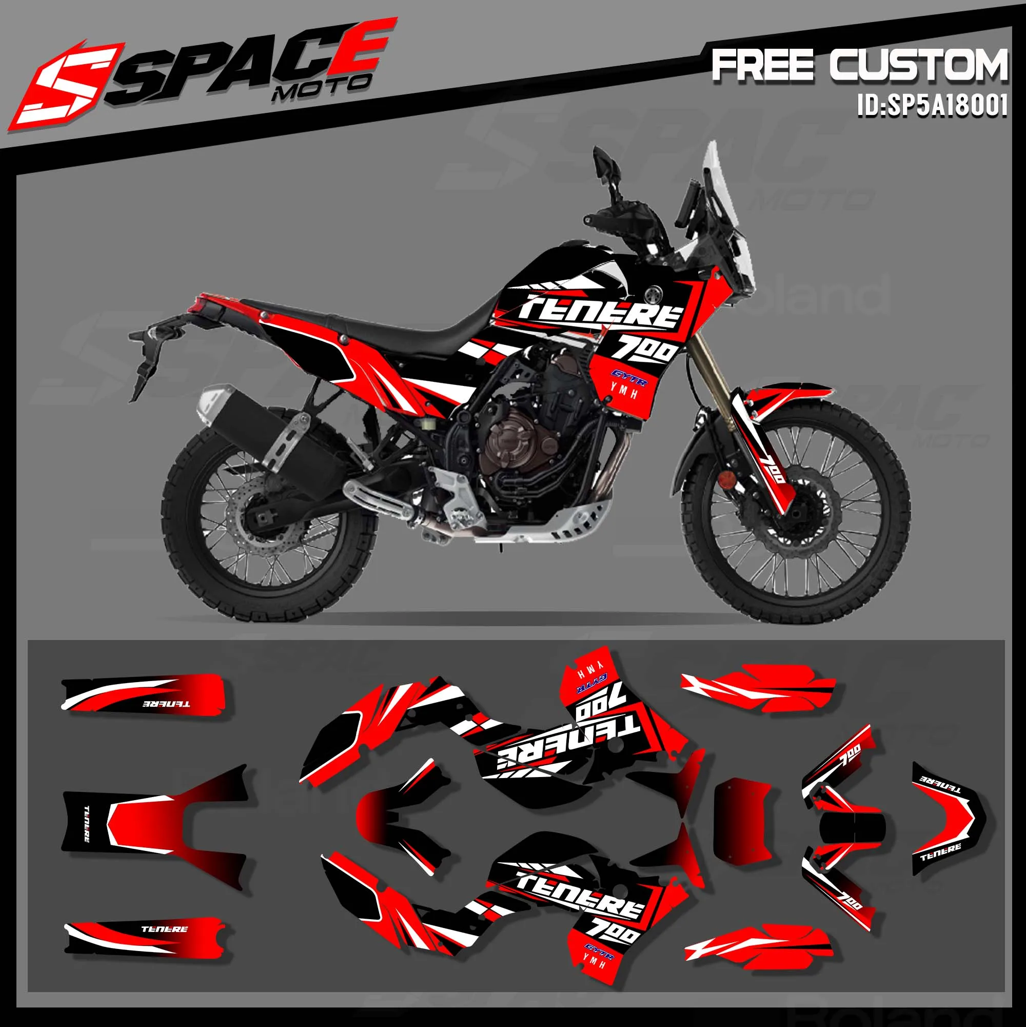 MotoSpace  Motorcycle Graphics Decals Sticker Kit For Yamaha Tenere 700 T7 2018 2019 2020 2021 2022 Motorcycle Graphics