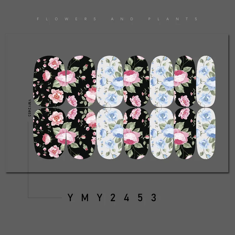 Наклейки для ногтей с шармами цветами листьями весенние цветные наклейки