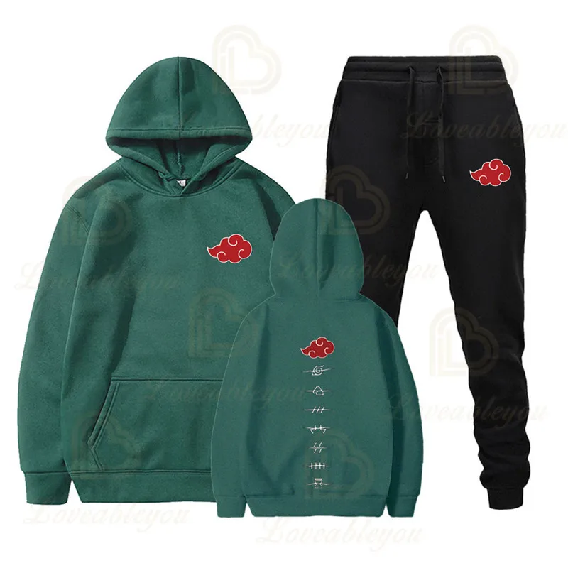 

Naruto 2pcs/set Sweater Women Men Casual Sports Suit Two-piece Set Uchiha Itachi Spring Autumn Warm Ankle-Tied Pant