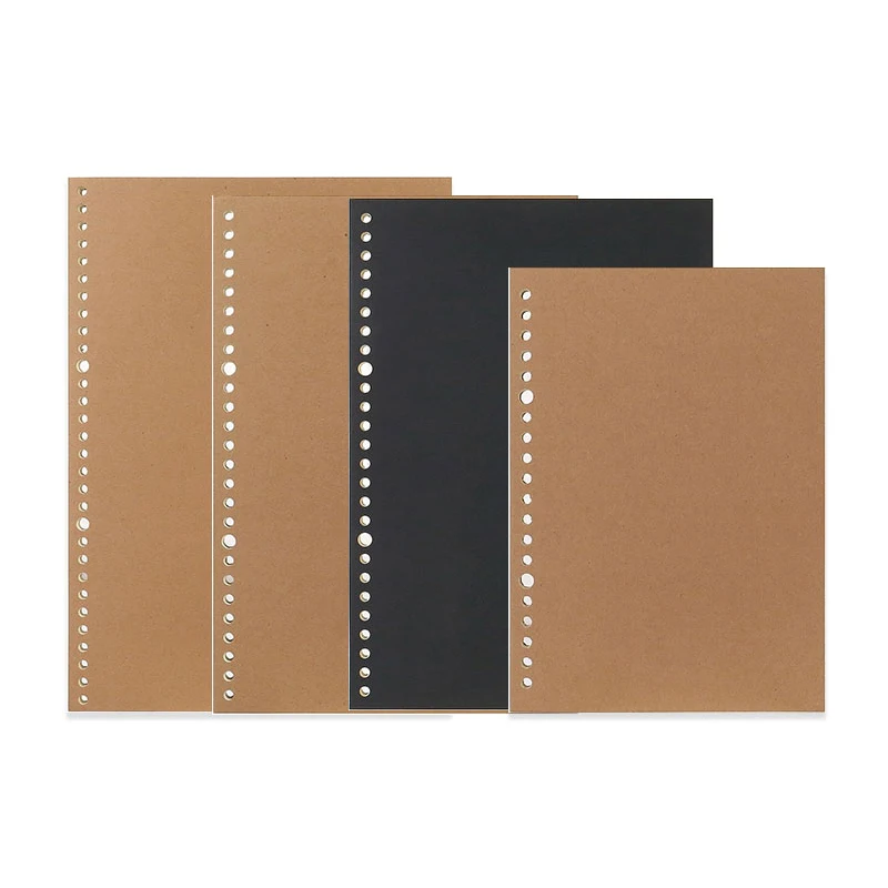 

50 Sheets A4 A5 B5 Kraft & Black Cover 70g Ivory Loose Leaf Refill Paper With Dot Line Grid Pages