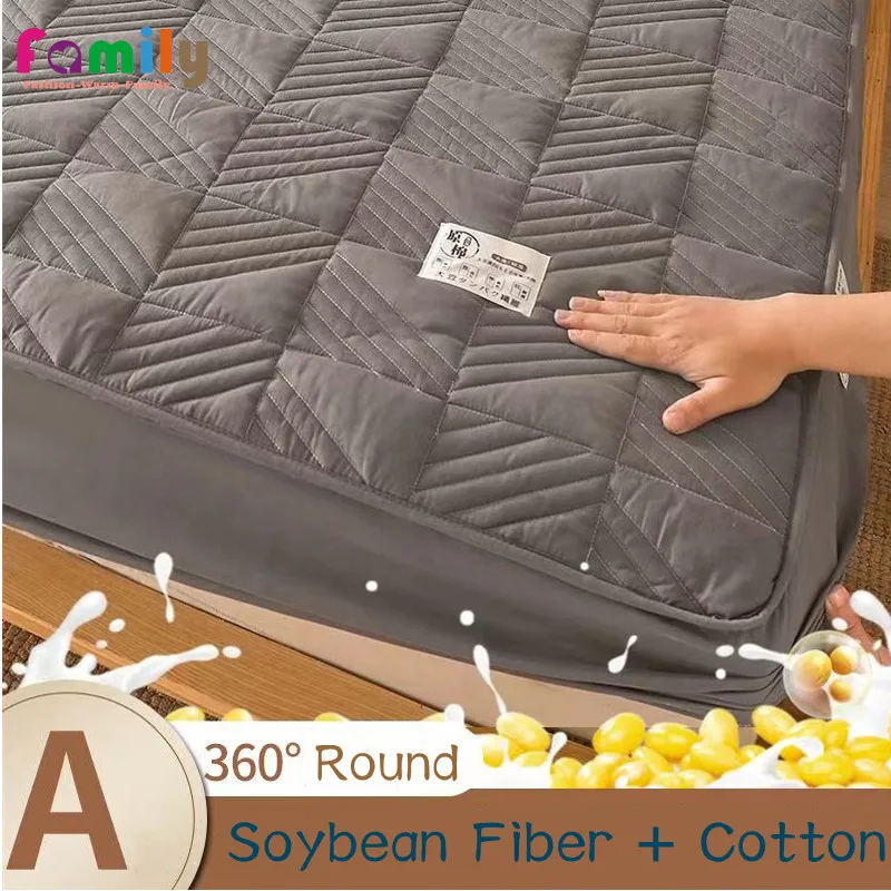 

Cotton Thickened Quilted Mattress Cover Antibacterial Mattress Protective Cover Top Cushion Soft Bed Sheet Excluding Pillowcase
