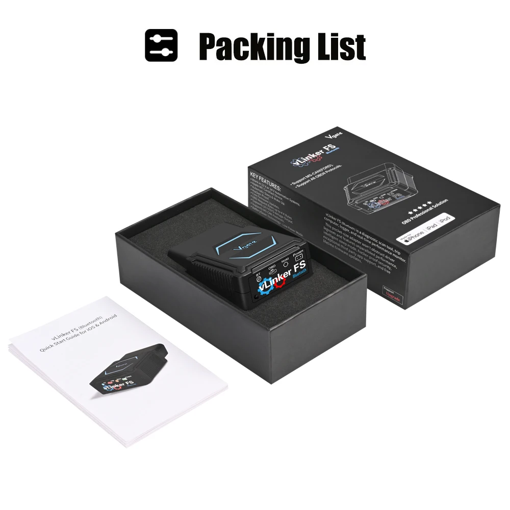 Vgate vLinker FS OBD2 Bluetooth для AndroidIOS для Ford FORScan HS MS CAN ELM 327 OBD 2, инструменты для диагностического сканера автомобиля (art.: 3920cf60673fc) - 3920cf60673fc