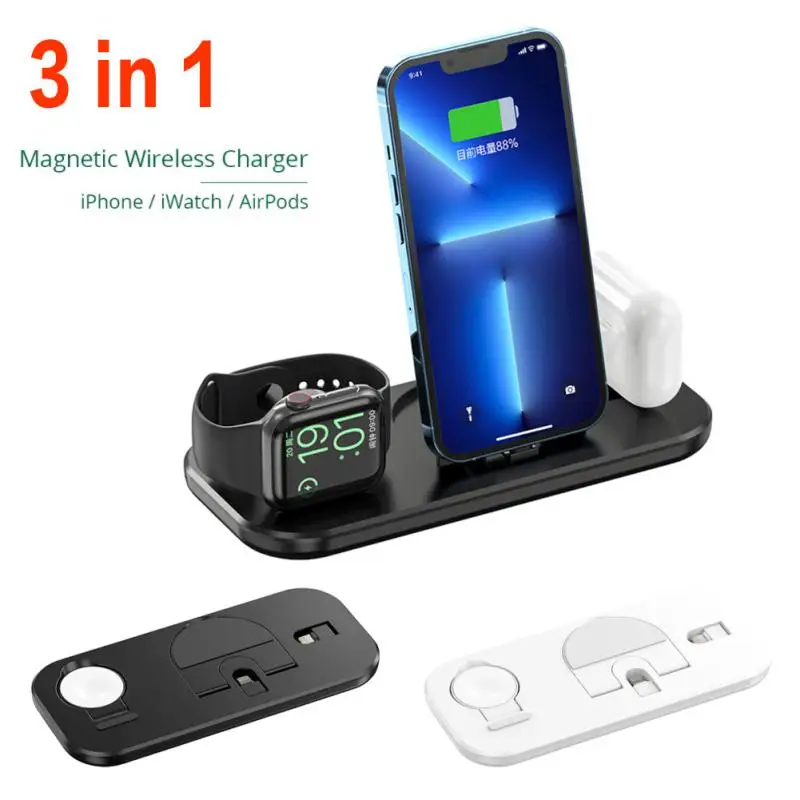 Беспроводная зарядная док-станция 3 в 1 10 Вт Qi для Apple Watch 6 5 4 AirPods IPhone 12 11 XS XR X 8