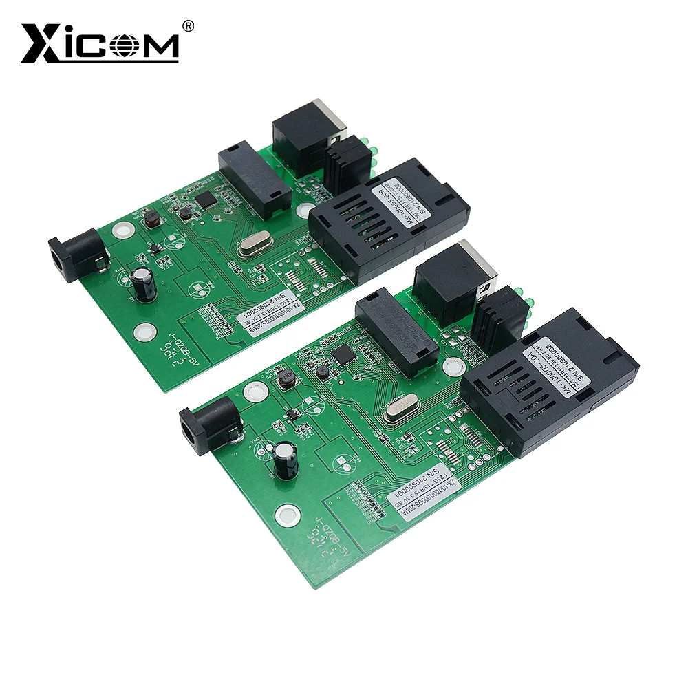Gigabit Fiber Optical Converter 10/100/1000M 20KM 1310/1550nm SC Single Mode Single Fiber Media Ethernet Fiber Switch PCBA Board