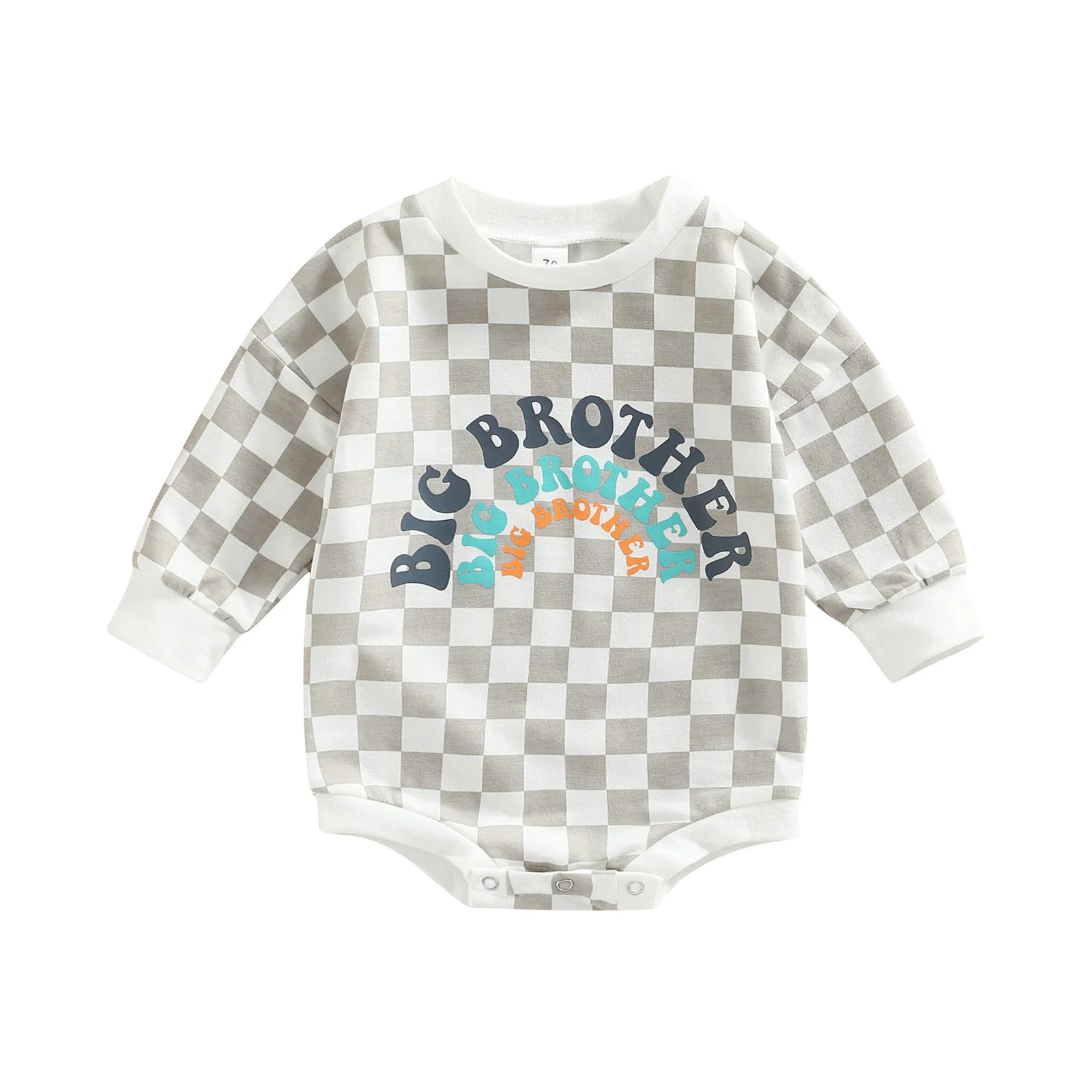 

2022-06-09 Lioraitiin 0-24M Infant Baby Boys Girls Autumn Romper Long Sleeve O Neck Letter Print Checkerboard Playsuit