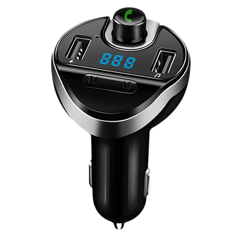 

Беспроводной автомобильный FM-передатчик, Bluetooth адаптер QC, быстрая зарядка, автомобильное зарядное устройство, mp3-плеер, гарнитура, два USB-пор...