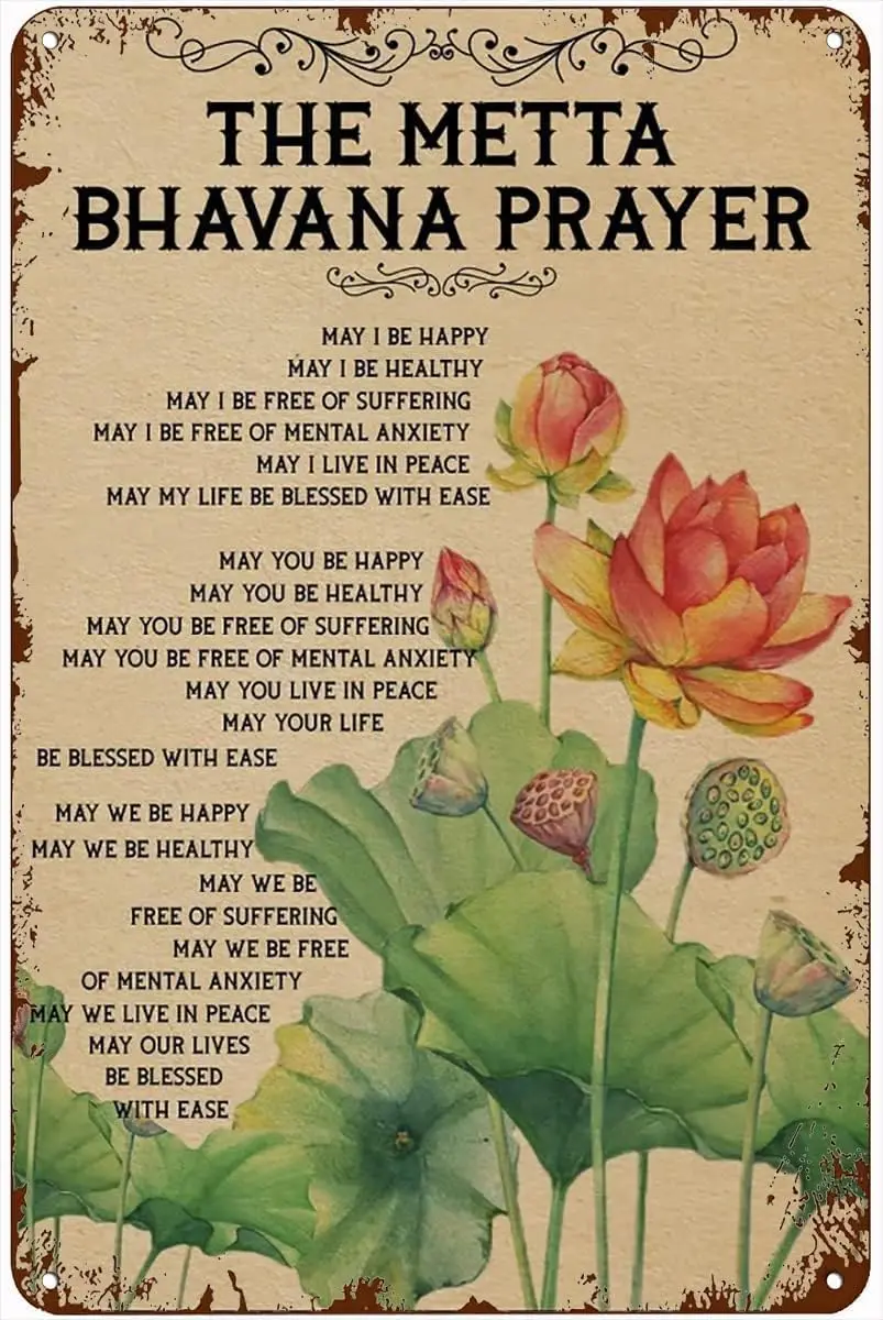 Винтажные металлические вывески The Metta Bhavana Prayer Ретро Плакат Настенное искусство