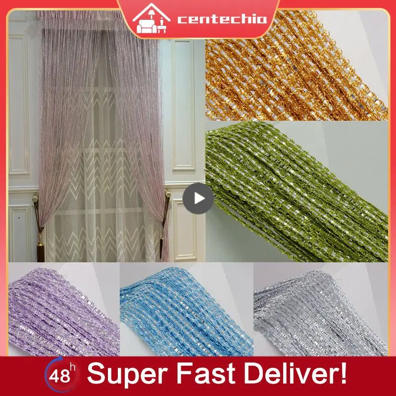 

200x100cm Glitter String Door Curtain Shiny Tassel Line Window Room Divider Home Decor Multicolor Rod Type Curtain