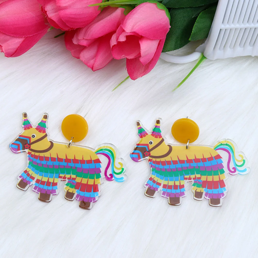 

5 Pairs Fashion Earrings Cute Stud Jewelry Personality Cinco De Mayo Women Trendy Statement Acrylic Colorful Horse