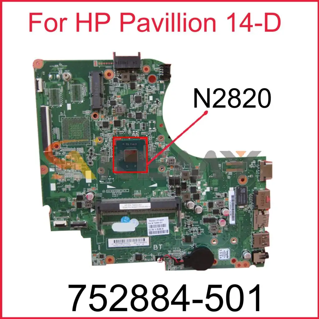 

Материнская плата для ноутбука HP Pavilion 14-D 010194Q00 752884-501 SR1SG N2820 DDR3, материнская плата, полный тест, 100% работы