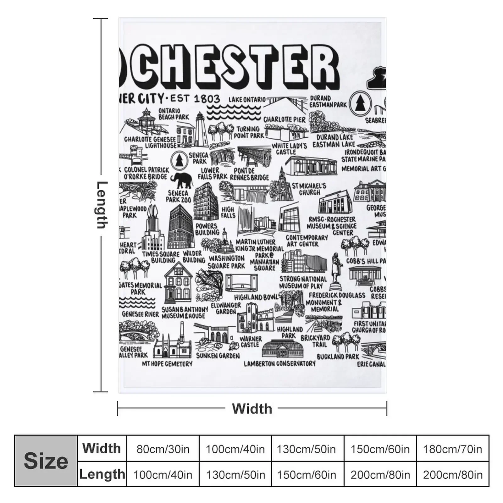 Одеяло Rochester New York Map Art большие свободные одеяла для спального мешка и пледы