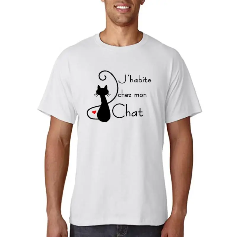 

Title: T-shirt Adulte J'habite chez mon Chat - Humour - du S au 2XL