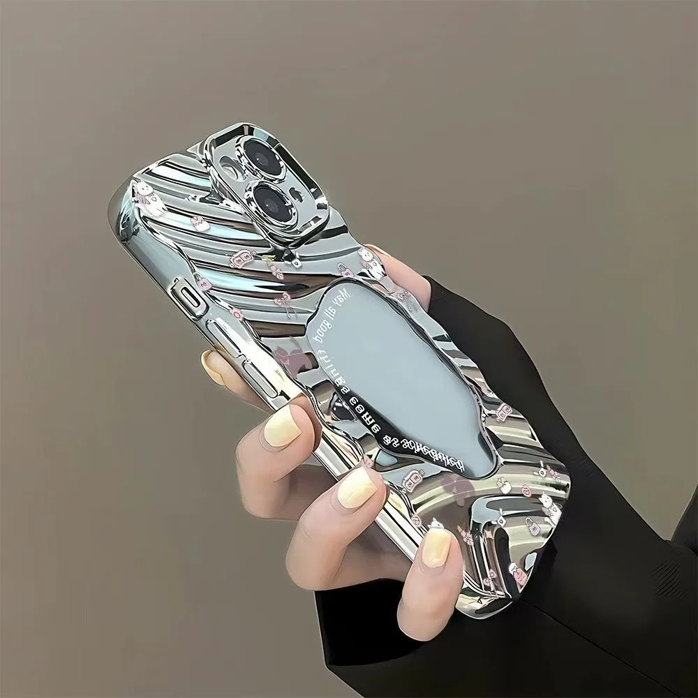 Зеркальный чехол для телефона Make Up iPhone 16 Pro Чехол 11 12 13 14 15 Max Curly Wave Bumper Жесткий