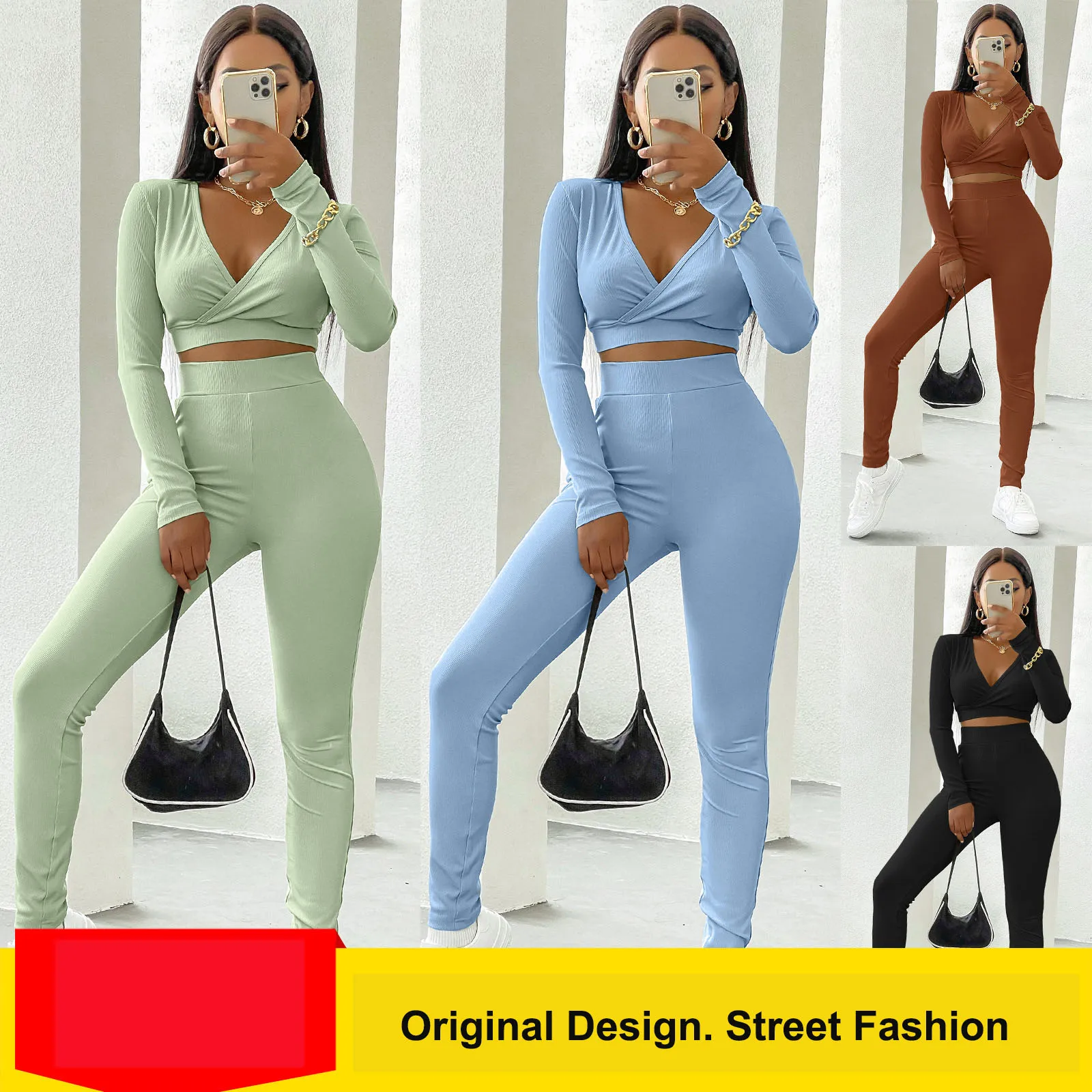 

New Casual wish Yoga Pants Two Piece Set Hip Lift Slim Tight Sports Fitness Suit For Women Pure Color Quick dry Breathable
