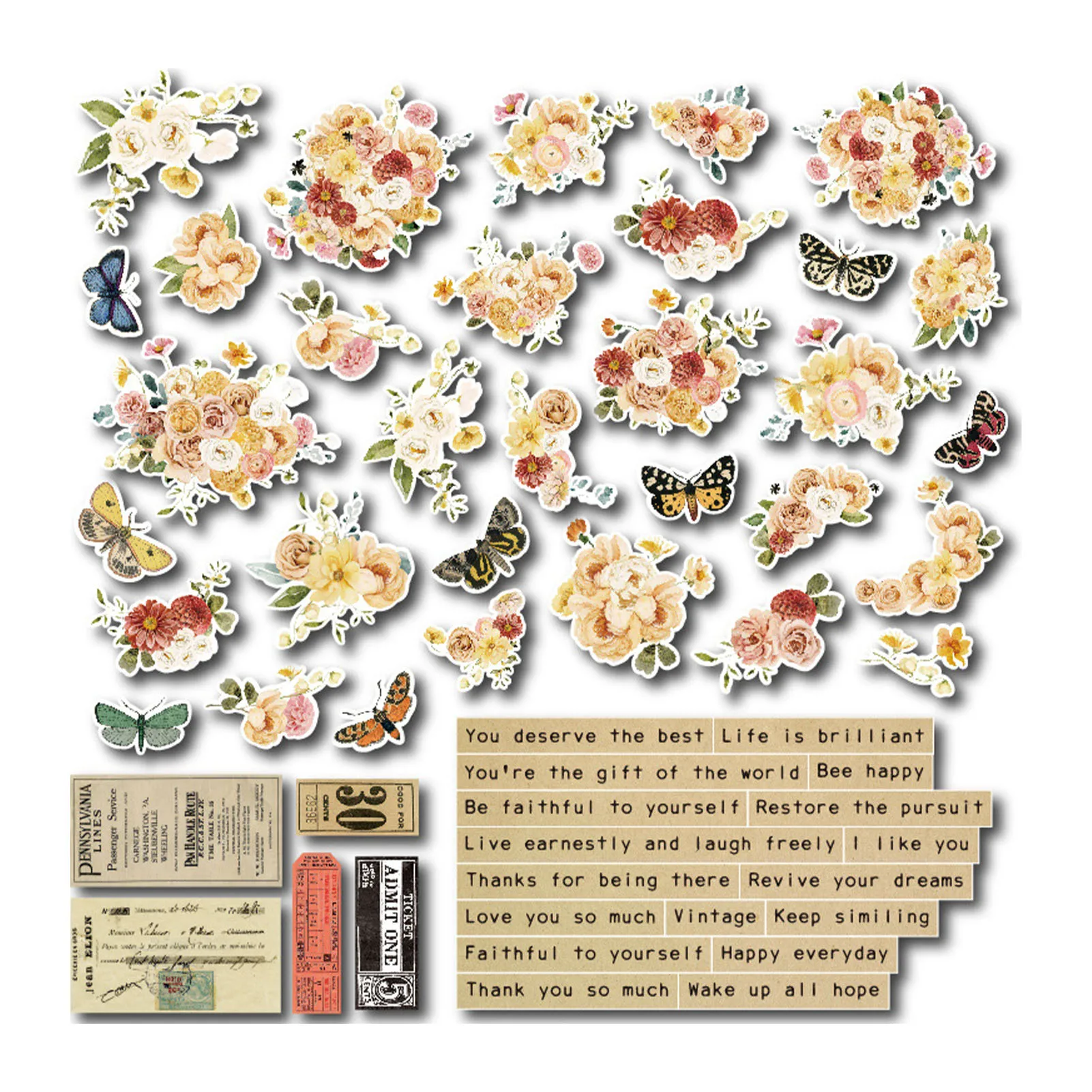 

51/54 PCS Travel Scrapbooking Cardstock And Die Cuts Literary Retro Hand Account Material Package Collection Kit Scrapbooking