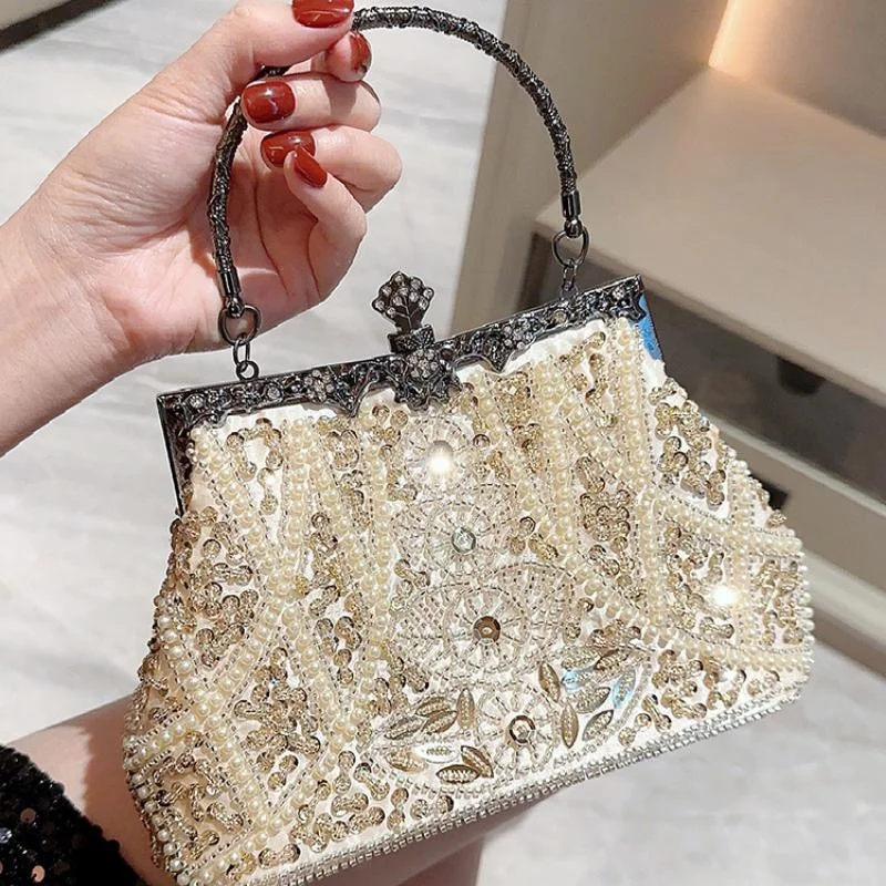Pearl Embroidery Dinner Handheld Bag Paired with Formal Dress Bag for Celebrity Ladies' Bag Fashion Banquet Small Bag Crossbody