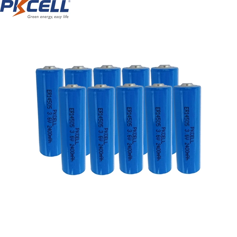 

10PCS PKCELL ER14505 AA batteries 3.6V 14505 2400mah AA Battery LiSCLO2 Superior LR6 R6P Batteries For GPS Tracking Cameras