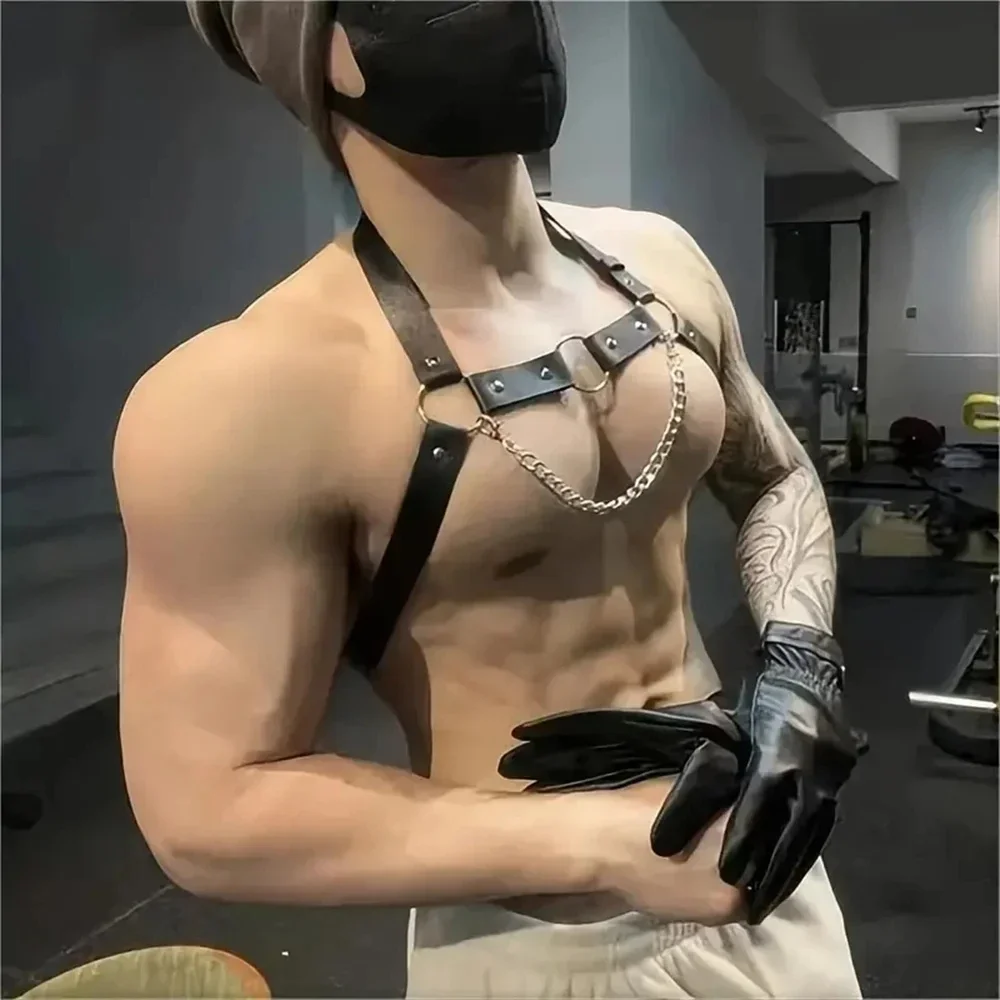 Sexy Men Leather Body Suspenders Gay Fetish Clothes Mens Lingerie Harness Bondage Sexual Chest Man BDSM Accessories