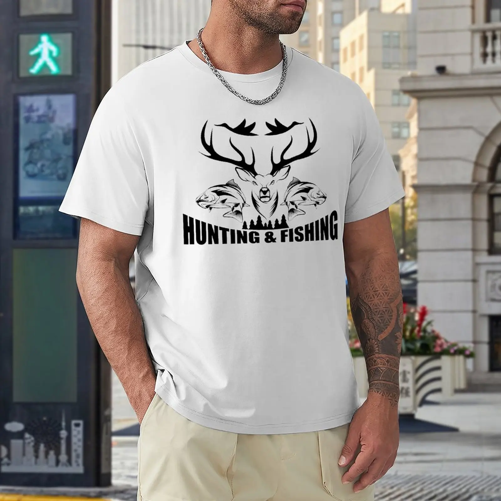 

Hunting And Fishing in Vintage Emblem Design Antler Horns Mallard Pine Tree (5) Cute Tshirt top Quality Activity Competition