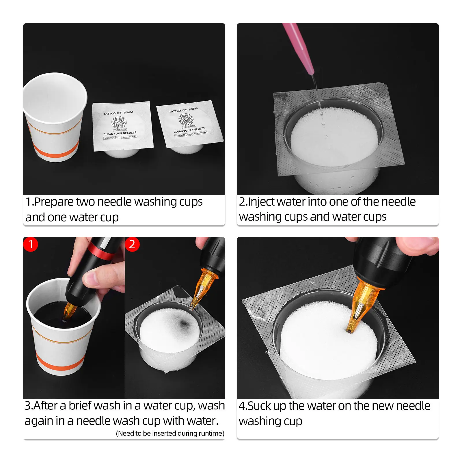 Одноразовые тату-иглы губки для чистки татуировок 6/12 шт.