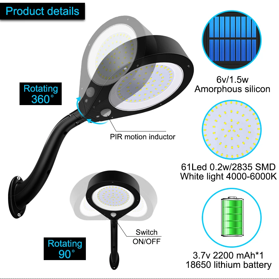 Солнечная лампа для душа светодиодная уличная водонепроницаемая солнечная